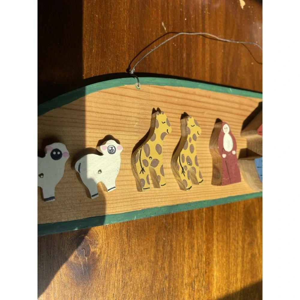 Vintage Hand Carved Noah's Ark‎ Wall Art Painted Sign